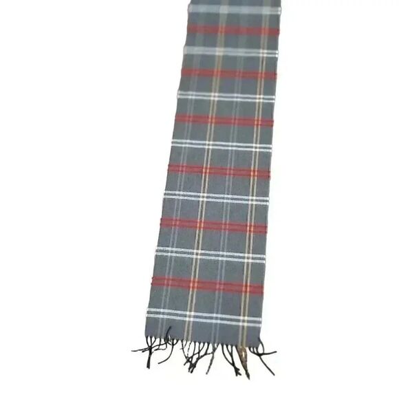 DNY Adult Softer than Cashmere Gray/Red Plaid w Fringe 12" x 66" EUC - Picture 4 of 7